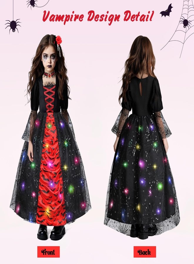 Meland Vampire Costume for Girls, Light up Halloween Costumes for Kids & Toodlers Aged 4-14 Years Old(S) - Image 4